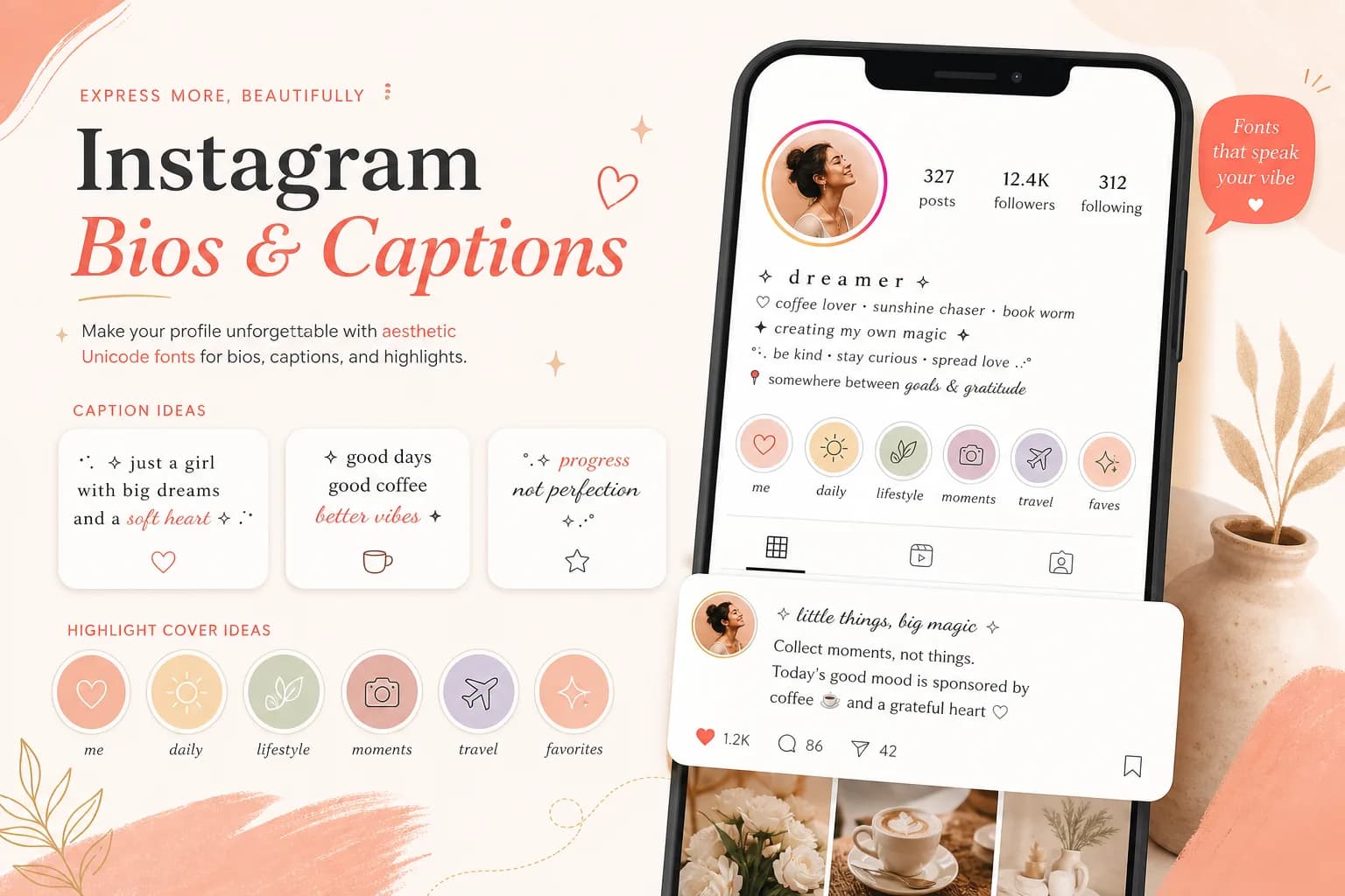 Use stylish fonts in Instagram bios and captions