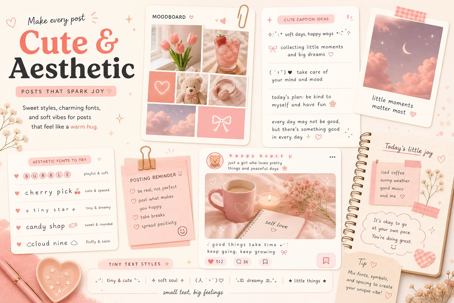 Use stylish fonts in cute and aesthetic posts